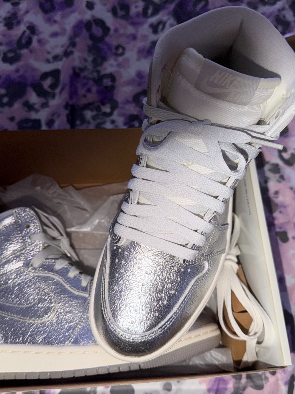 Jordan Women’s Silver Metallic High-Top Sneakers